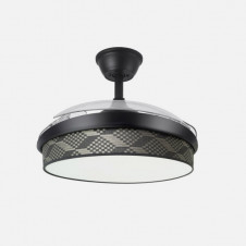 Ventilador Dc Moda 72w Negro/tetris Gris 91d 3aspas 7200lm 3000-4000-6000k Remoto+ Memoria+ Temporizador