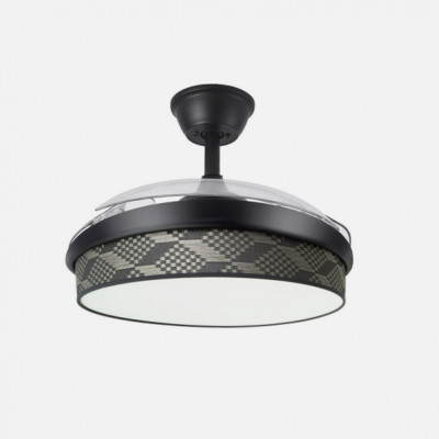 Ventilador Dc Moda 72w Negro/tetris Gris 91d 3aspas 7200lm 3000-4000-6000k Remoto+ Memoria+ Temporizador