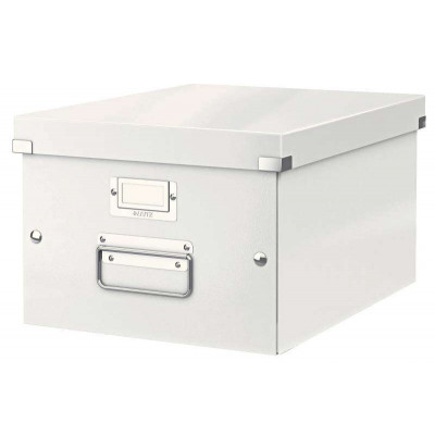 Caja organizadora Leitz Click & Store WOW - Mediana - Asas de metal - Cartón reciclado - Hasta 9kg - Blanco