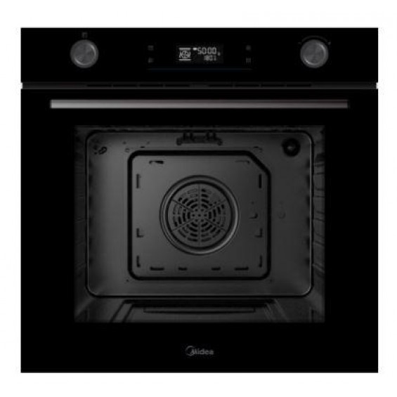 Horno pirolítico Midea MBOG2-E6P90(BK), 70 litros, 3200 W, mandos escamoteables, panel táctil, guías telescópicas, 4 cristales, clase A+, negro