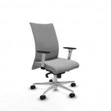 Piqueras y Crespo Albacete confidente sincro similpiel gris claro brazos 1D blancos base aluminio ruedas 65 mm nailon