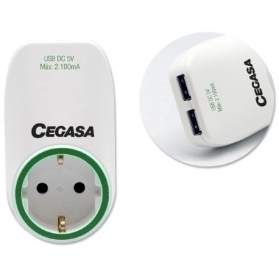 ENCHUFE ADAPTADOR CEG. SCHUKO + 2 USB