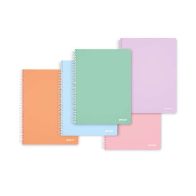 Ancor Classic Stripes Cuaderno Espiral Tamaño Folio Cuadriculado 4x4mm - 80 Hojas 90gr - Tapa de Plastico - Colores Pastel Surtidos