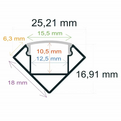 Perfil LED Esquina 25x17mm 2m BLANCO