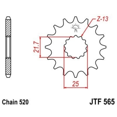 Piñón JT 565 de acero con 13 dientes JTF565.13