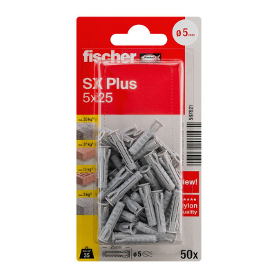 Taco sx plus ø5 x 25 mm, blister 50 uds