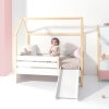 Cama-casita Montessori 70x140 cm madera con cajones rosa · Sogni