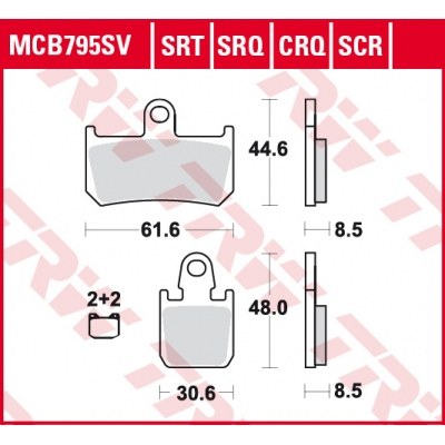 Pastillas de freno delanteras sinterizadas serie SRT TRW MCB795SRT
