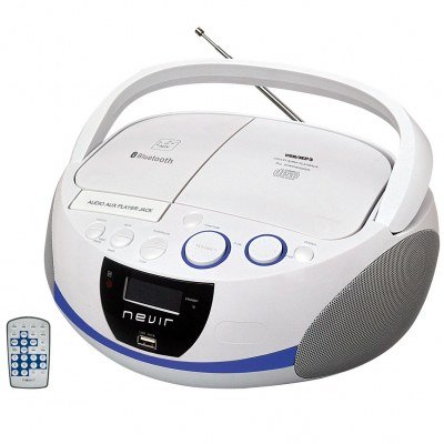 Radio cd mp3 portatil nevir nvr - 480ub blanca - bluetooth