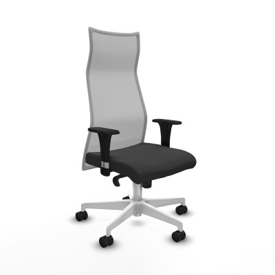 Albacete malla XL sincro malla gris similpiel gris oscuro brazos 1D base blanca ruedas 65mm nailon