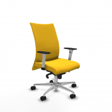 Piqueras y Crespo Albacete confidente sincro similpiel amarillo brazos 1D blancos base aluminio ruedas 65 mm nailon