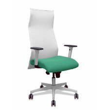 Piqueras y Crespo Sillon Sahuco blanco bali verde esmeralda brazos blancos base blanca ruedas parque 65mm