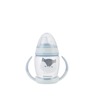 Vasito de PP con boquilla de silicona 200ml Happy Face Azul
