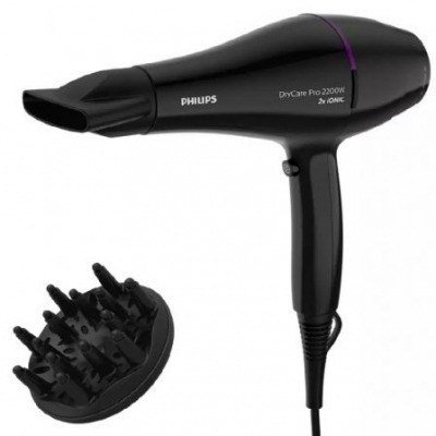 Secador Philips Drycare Pro BHD274/ 2200W/ Negro y Violeta