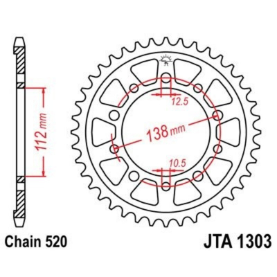 Corona JT 1303 de aluminio con 48 dientes JTA1303.48