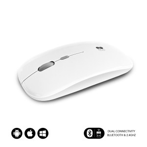 Ratón DUAL FLAT Subblim, recargable, inalámbrico, Bluetooth, blanco