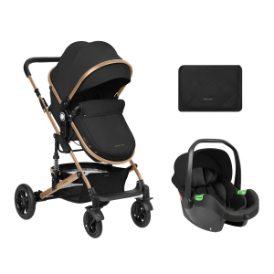 Carrito de bebé Kikkaboo 3 en 1 asiento transf. Amaia Negro