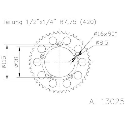 Corona ESJOT Aluminio 51-13025 46 dientes 51-13025-46