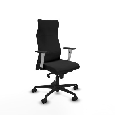 Albacete dirección sincro similpiel negro brazos 1D blancos base nailon ruedas 65 nailon
