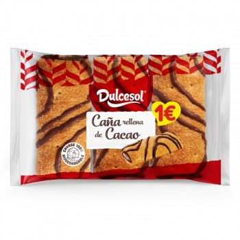 Dulcesol Caña Rellena de Cacao Pack 3 Unidades 141Grs