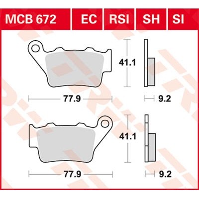 Pastillas de freno traseras sinterizadas serie SH TRW MCB672SH