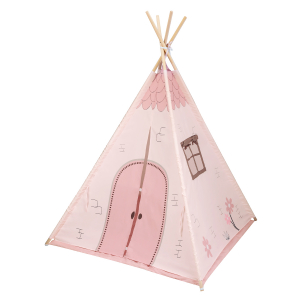 Teepee de madera con alfombra acolchada - Casa Rosa