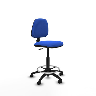 Taburete Isso CP bali azul sin brazos base poliamida ruedas nailon 50mm