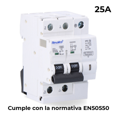 Iga 2p 25a c 10ka - protector de sobretension permanente segun normativa en-50550 y transitorio 5-15ka 275v