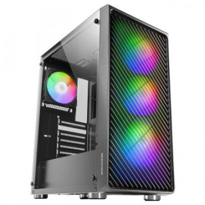 CAJA ATX SEMITORRE GAMING MARS GAMING MC-F BLACK FRONTAL METAL MESH 3 VENTILADORES ARGB 120mm +1 TRA