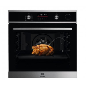 Horno pirolítico con vapor Electrolux COP846X1 Serie 600 SteamCrisp, 72 litros, sonda térmica, display LED Explore, 9 funciones, clase A+, inox/negro
