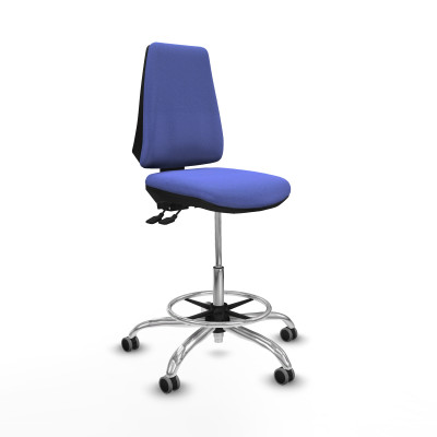 Taburete Elche AS bali azul claro base cromada ruedas 65mm engomadas