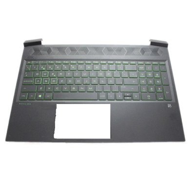 Top case + Teclado compatible para portátil HP 15-EC Negro teclas en verde L72598-071