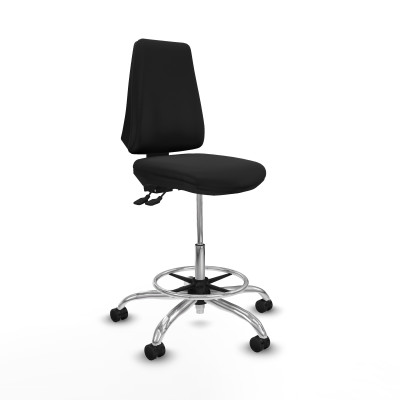 Taburete Elche AS similpiel negro base cromada ruedas 65mm nailon