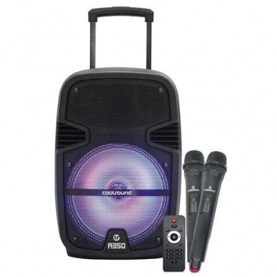 Coolsound A350 Altavoz Amplificado Bluetooth 350W 12 50W RMS - USB, Entrada Mic. Jack 6.3mm - Iluminacion LED - 2 Microfono Incluidos - Asa y Ruedas de Transporte - Mando a Distancia