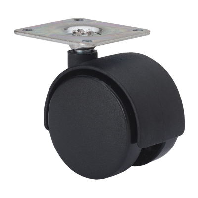 Rueda giratoria con placa y eje liso, color negro, carga máx. 50 kg, ø 5 cm