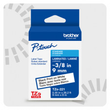 Cinta Laminada Brother Estandar Texto negro sobre cinta blanca de 9mm x 8m