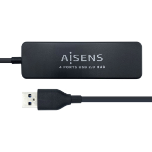 Aisens Hub Usb 2.0, Tipo A/M-4Xtipo A/H, Negro, 30Cm