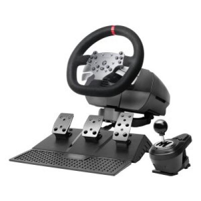 VOLANTE MARS GAMING MWHRSX FORCE FEEDBACK MOTOR DUAL PEDALES Y PALANCA MULTIPLATAFORMA