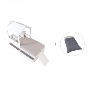 Cama-casita compacta 90x190 cm con cajones + textil Stone Grey · Bianca Quattro
