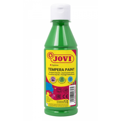 Jovi Tempera Paint Tempera Liquida 250ml - Base Agua - Lista para Usar - Alto Poder Cubriente - Secado Rapido - Excelente Fluidez - Adherencia en Multiples Superficies - Color Verde