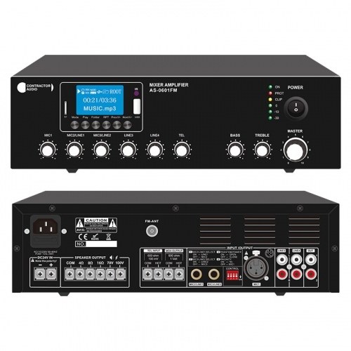 Amplificador PA 60Wrms MP3/FM/BT 3MIC 2AUX CONTRACTOR