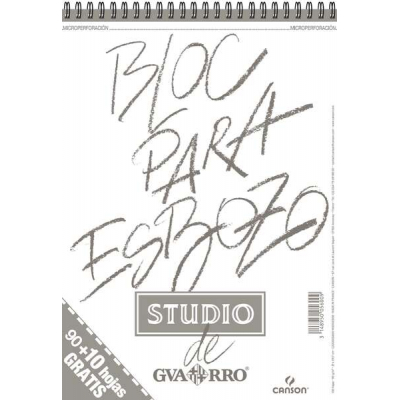 Canson Bloc para Esbozo A4 90+10 Hojas Gratis - Grano Ligero 90gr - Formato Album con Espiral Microperforado - Color Blanco Natural