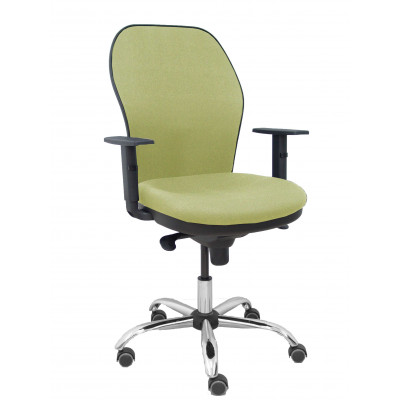 Silla Jorquera respaldo bali verde oliva asiento bali verde oliva base cromada y ruedas parqué