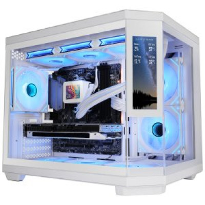 CAJA MICROATX MARS GAMING MC3TCORELCDMW GPU MAX 315MM LCD CRISTAL TEMPLADO COLOR BLANCO.