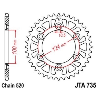 Corona JT 735 de aluminio con 40 dientes JTA735.40