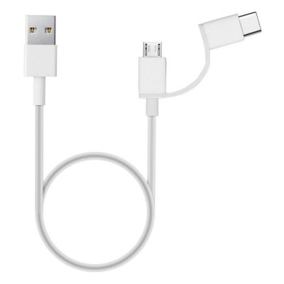 Cable micro usb - usb tipo c a usb tipo a xiaomi 1m - macho - macho - blanco