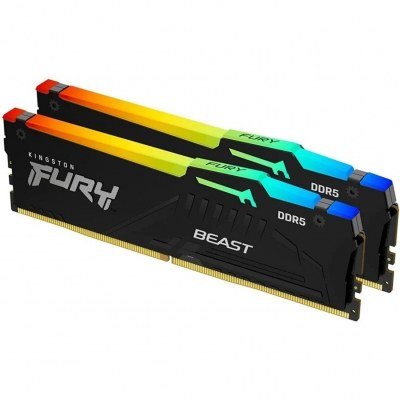 Memoria ram ddr5 32gb 2x16gb kingston - 5200 mhz - pc5 - 41600 - fury beast rgb - cl36 - 1.25v