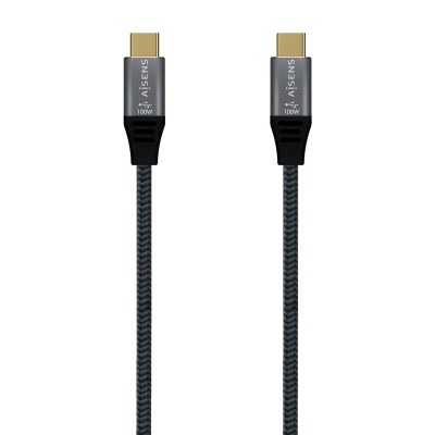 AISENS - CABLE USB 3.2 GEN2x2 ALUMINIO 20GBPS 5A 100W E-MARK, TIPO USB-C/M-USB-C/M, GRIS, 2M