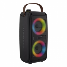 Altavoz portátil Denver BTV-230, batería recargable, efectos de luz, 10W, Bluetooth, negro