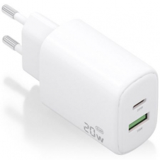 Cargador de Pared GaN Aisens A110-0909/ 1xUSB Tipo-C/ 1xUSB/ 20W/ Blanco